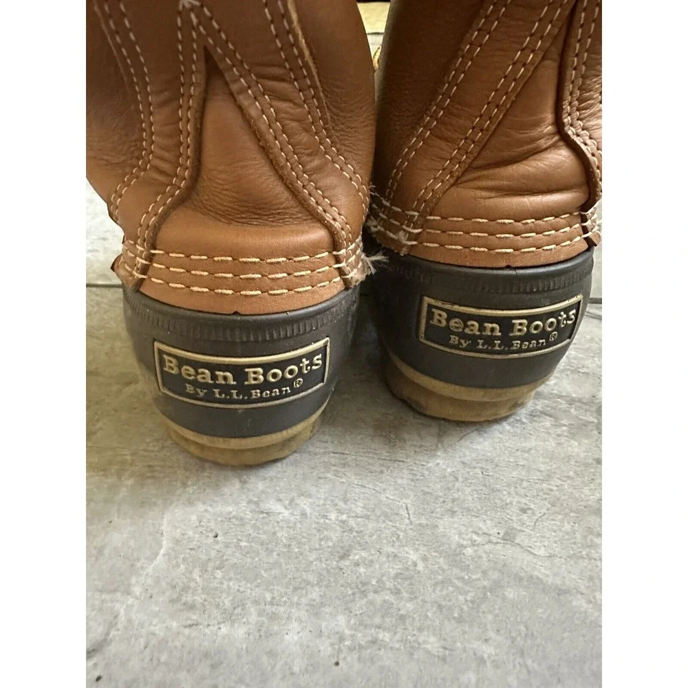 LL Bean Women's Duck Bean Boots Made In Maine US brown‎ Lace Up Size 6 EUC