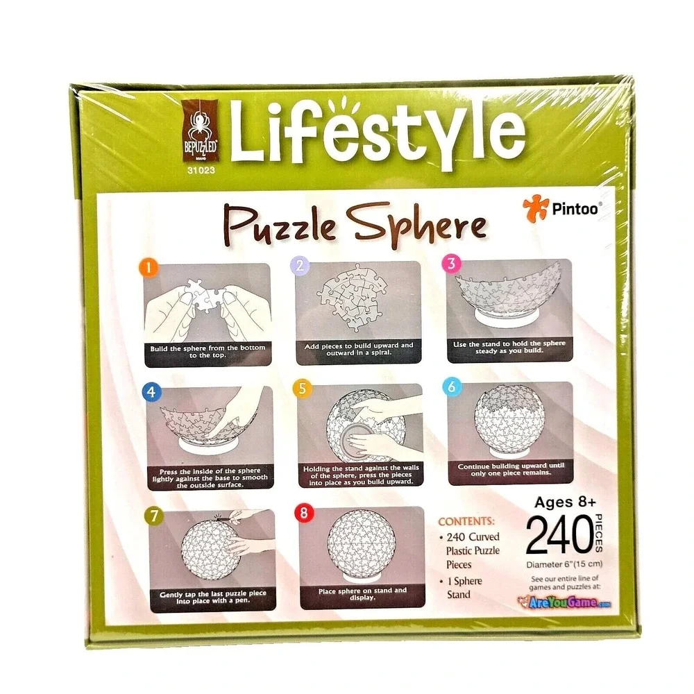 New 3D SPHERE SKULL‎ PUZZLE w Multi-Tattoos 240 Pcs Lifestyle BePuzzled #31023