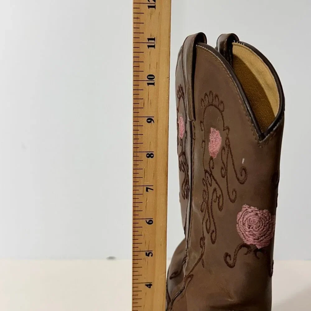 Shyanne Western Boots Embroidered Brown Floral Cowgirl | Girls Size 5
