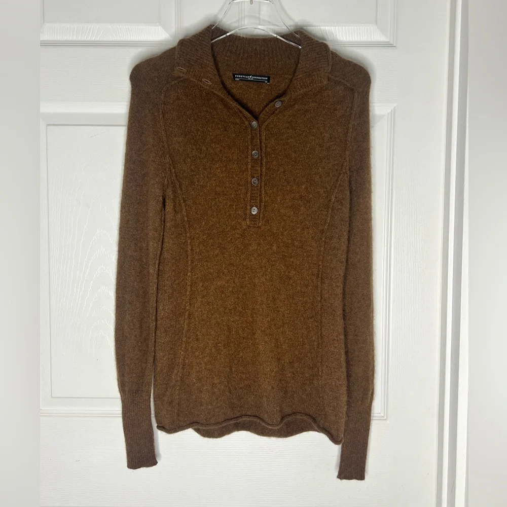 Peruvian Connection Brown Knit 100% Woolen Royal Alpaca Sweater XS