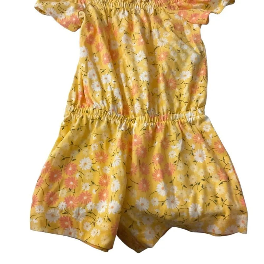 The Children's Place Yellow and White Floral‎ Romper