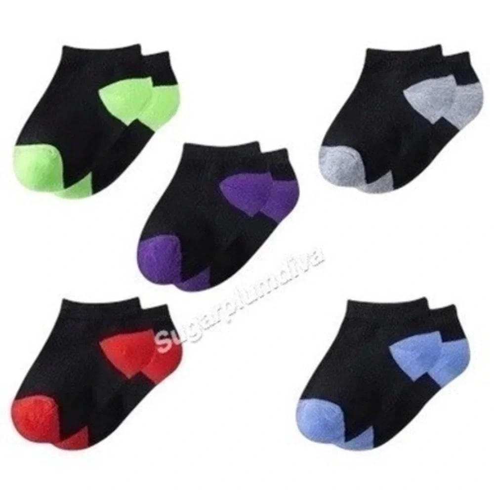 Calcetines Unisex De Corte Bajo Negros‎ Para Niños De 4 A 6 Años Amortiguación 5