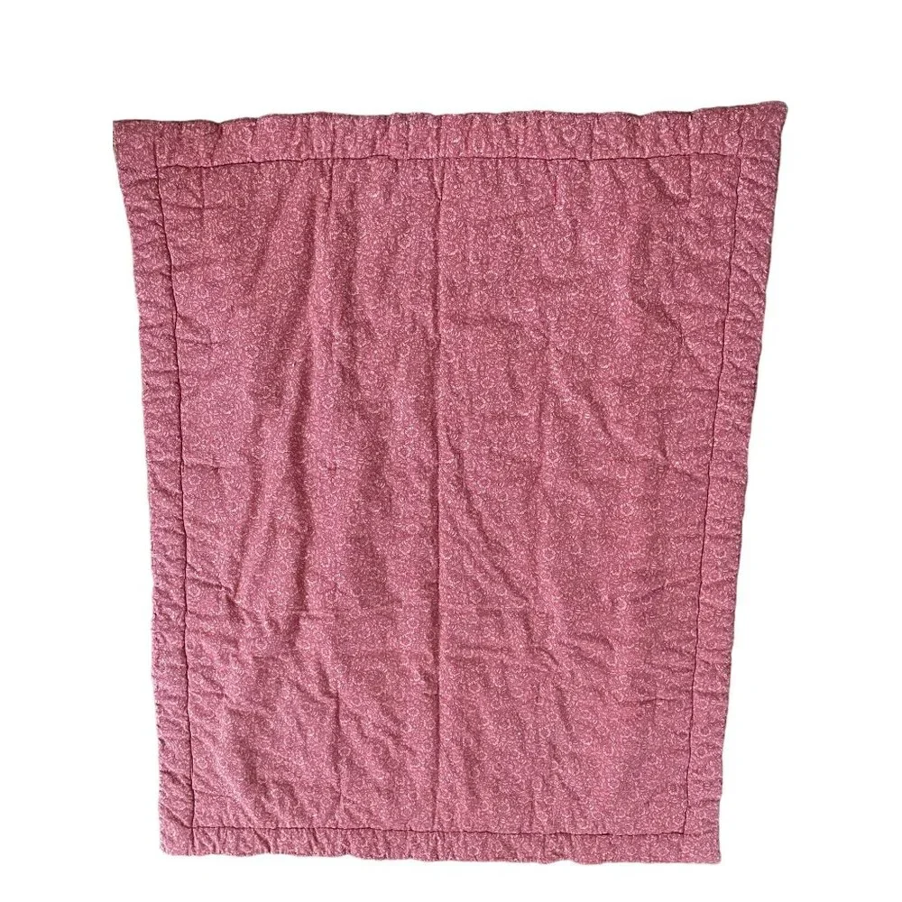Floral pieced tied quilt pink Trip Around the World 1shabby chic lap blanket 36