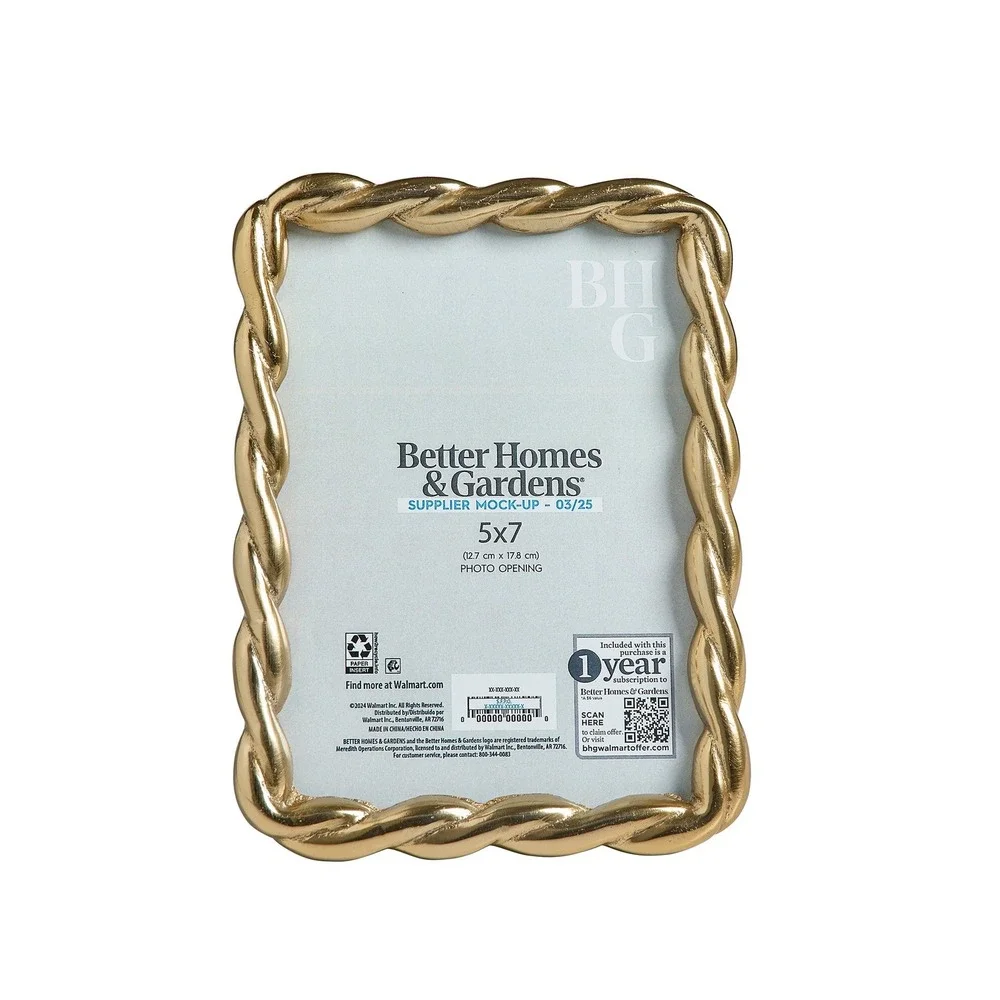 Better Homes & Gardens 5x7 Picture Frame – Gold‎ Rope Metal Tabletop Photo Frame
