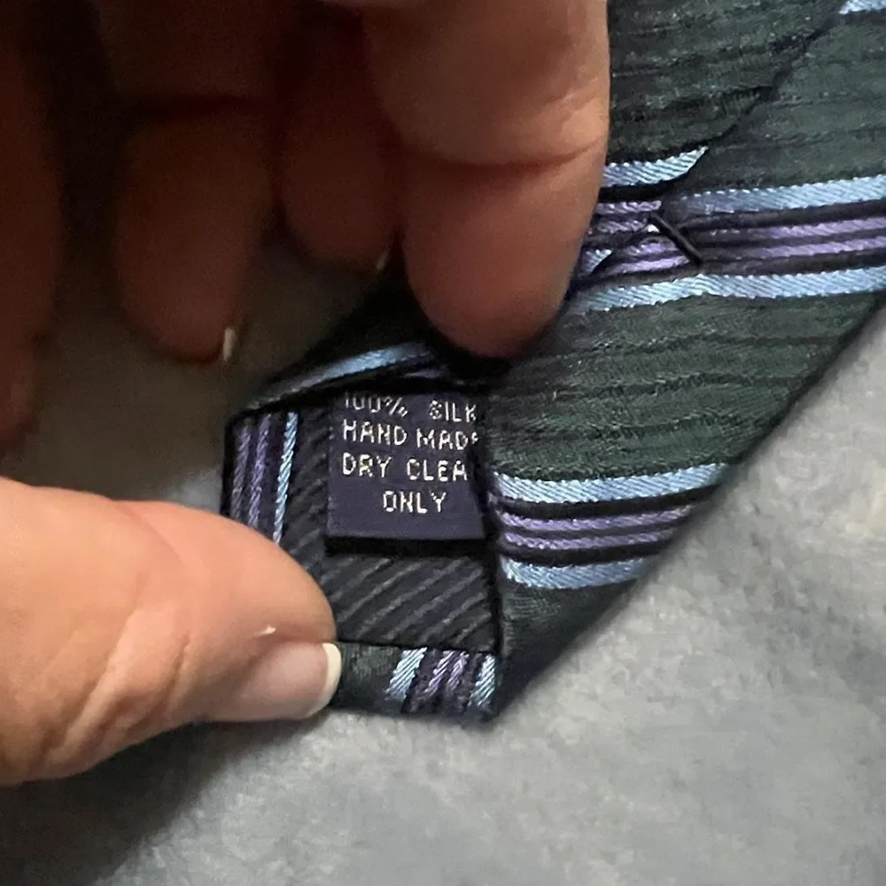 Classic Navy and Green Striped Men's Tie