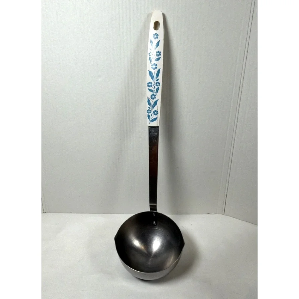 Vintage Interpur Japan Stainless Steel Ladle Floral Pattern Mid Century MCM