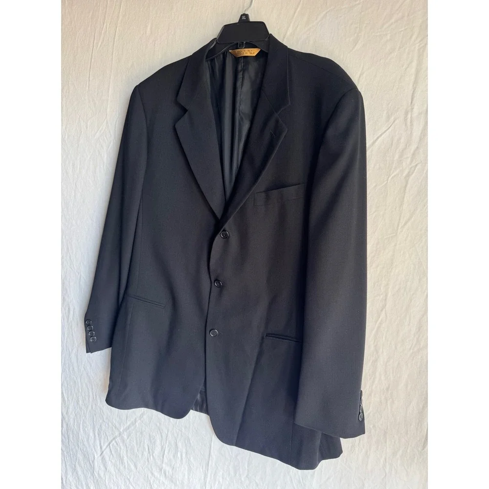 Donna Karan Signature Mens Black 100% Wool 3-Button Blazer 44L Made in‎ Italy 44