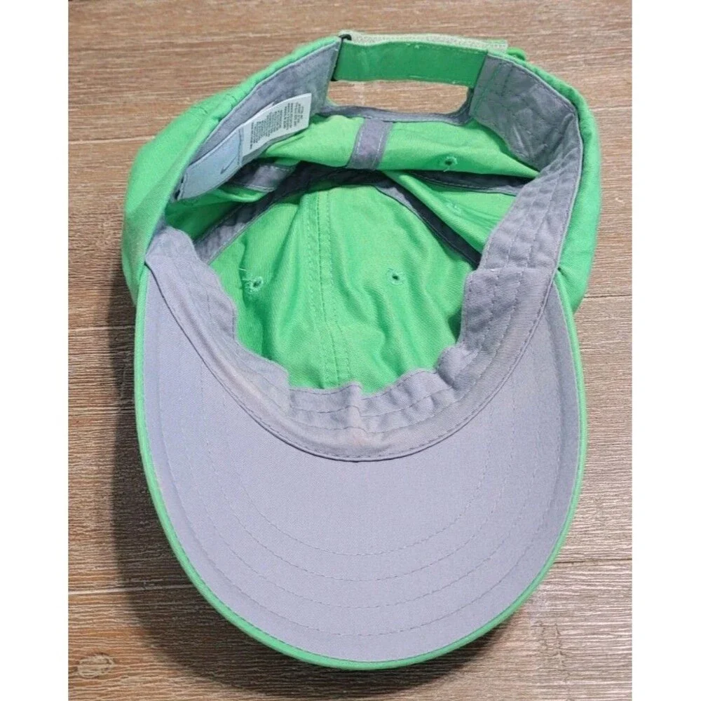 Vintage Green Nike Hat Small White Swoosh Gray Tag Lightweight Adjustable Y2K