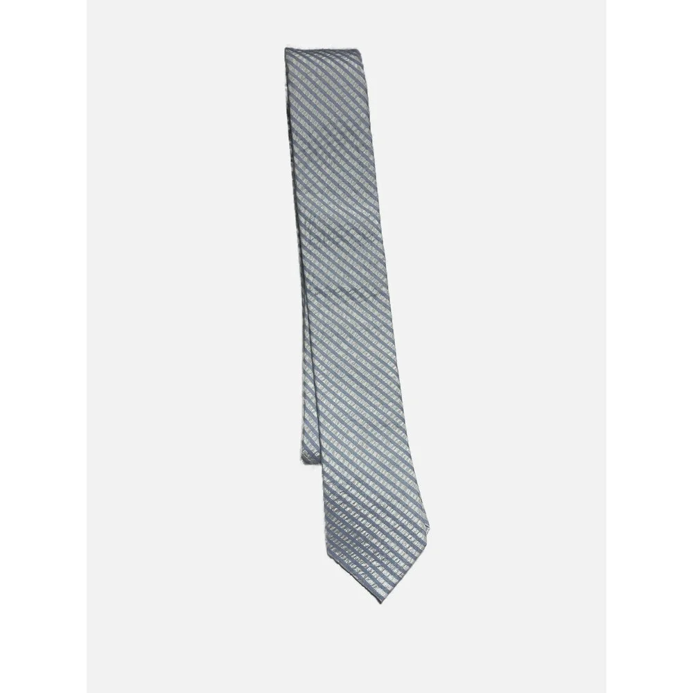 Crewcuts Tie Kids OS Blue Seersucker Silk Cotton Blend Striped Formal Preppy