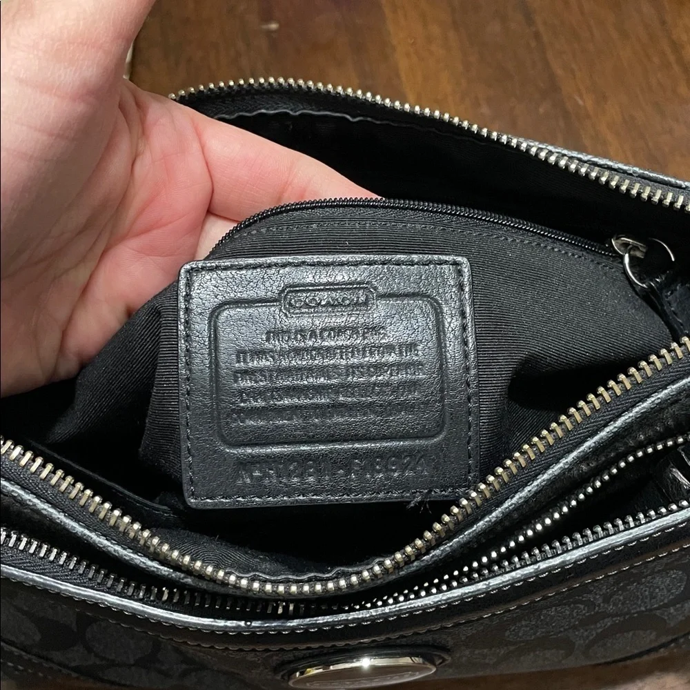 Coach Black Signature Heritage Shoulder Bag