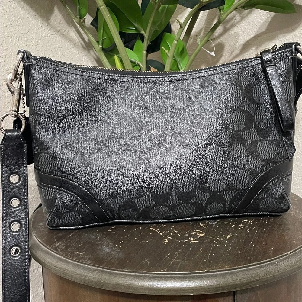 Coach Black Signature Heritage Shoulder Bag