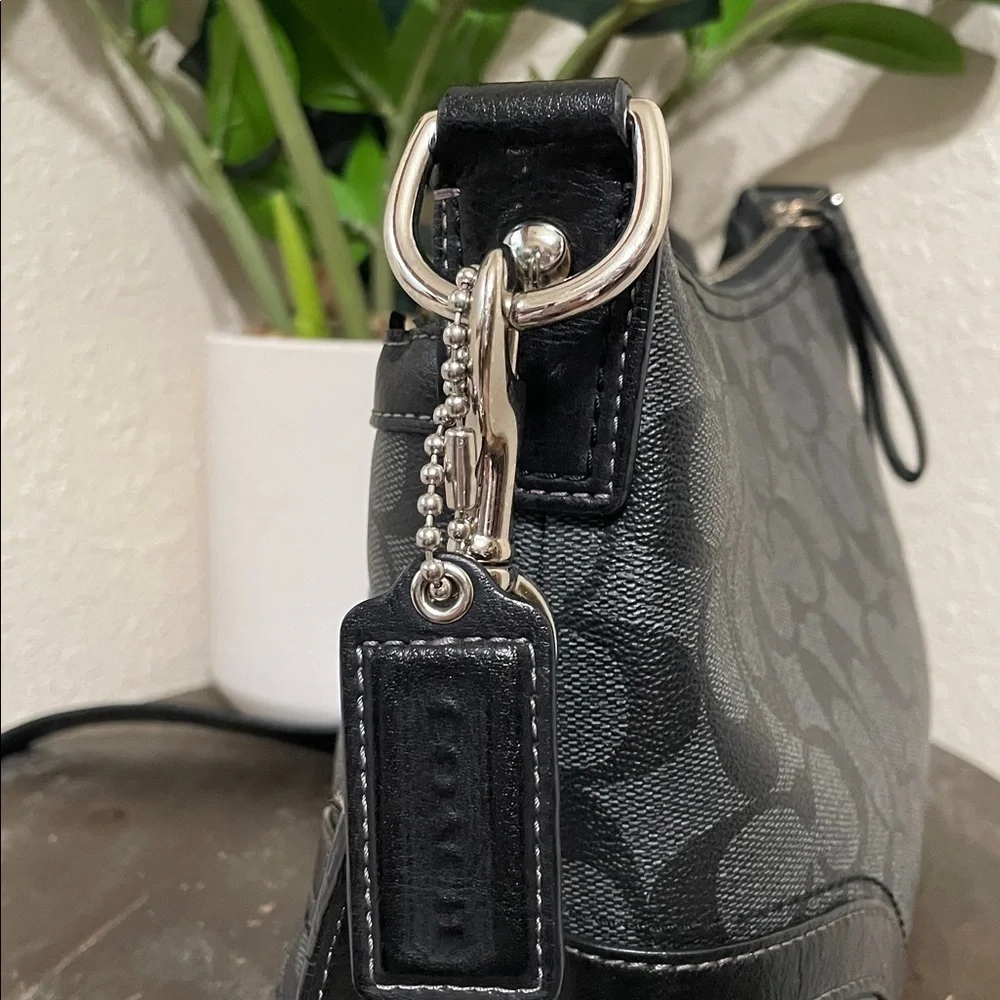 Coach Black Signature Heritage Shoulder Bag