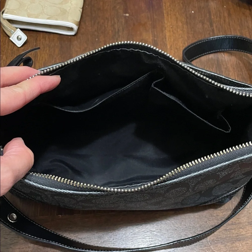Coach Black Signature Heritage Shoulder Bag