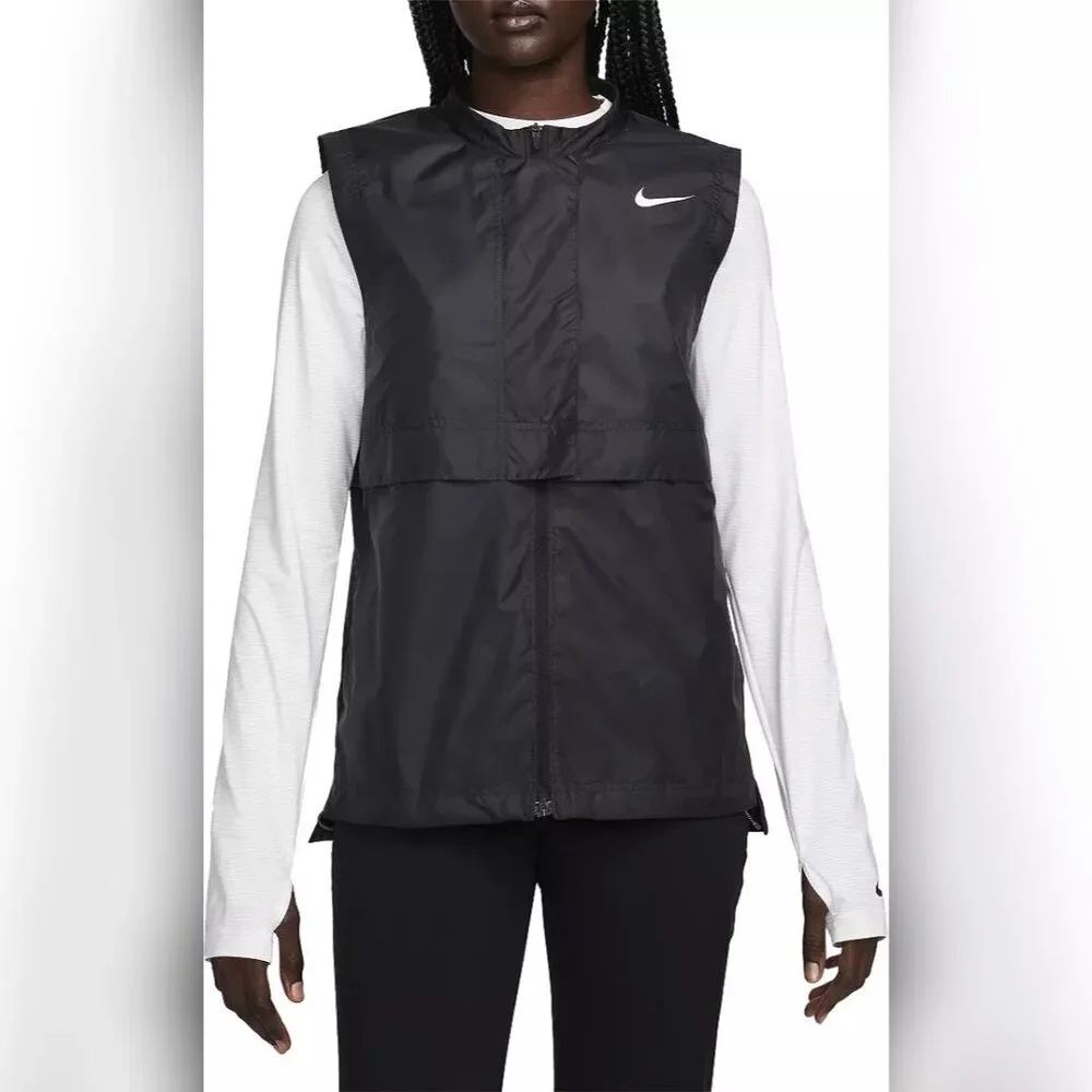 NWT Womens Size XS Black Nike Sleeveless Full Zip Close Tour Repel Golf Vest Top