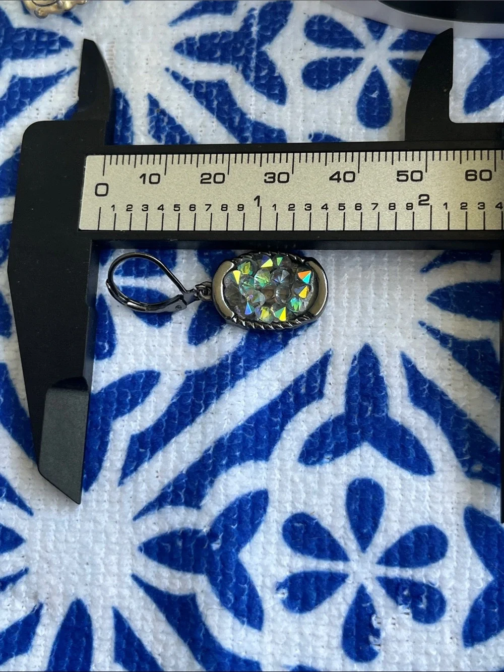Iridescent Crystal Drop Earrings in Blue-Green