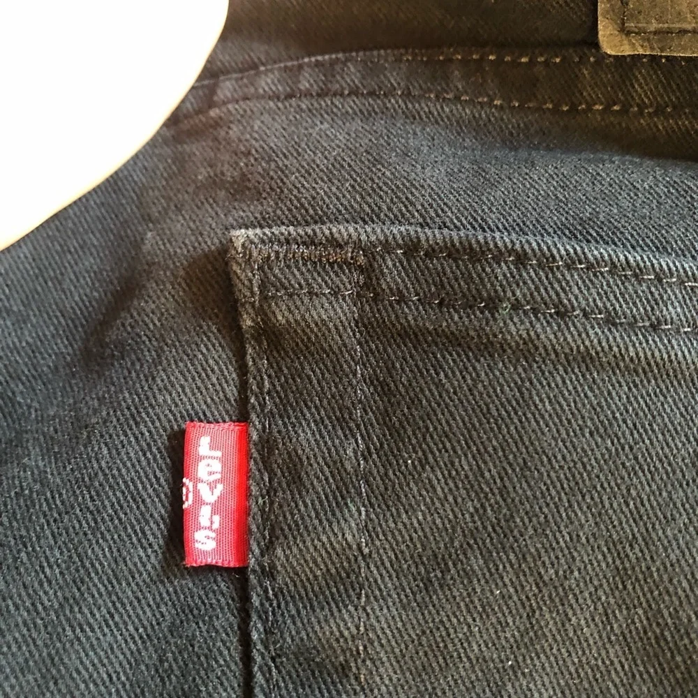 Mens Levi’s black denim red tag jeans some stretch 5 pocket 34 x 32