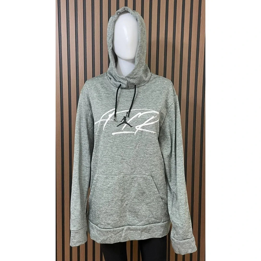 Air Jordan Men's XL Gray Hoodie Polyester Pullover‎ Drawstring Activewear Sports
