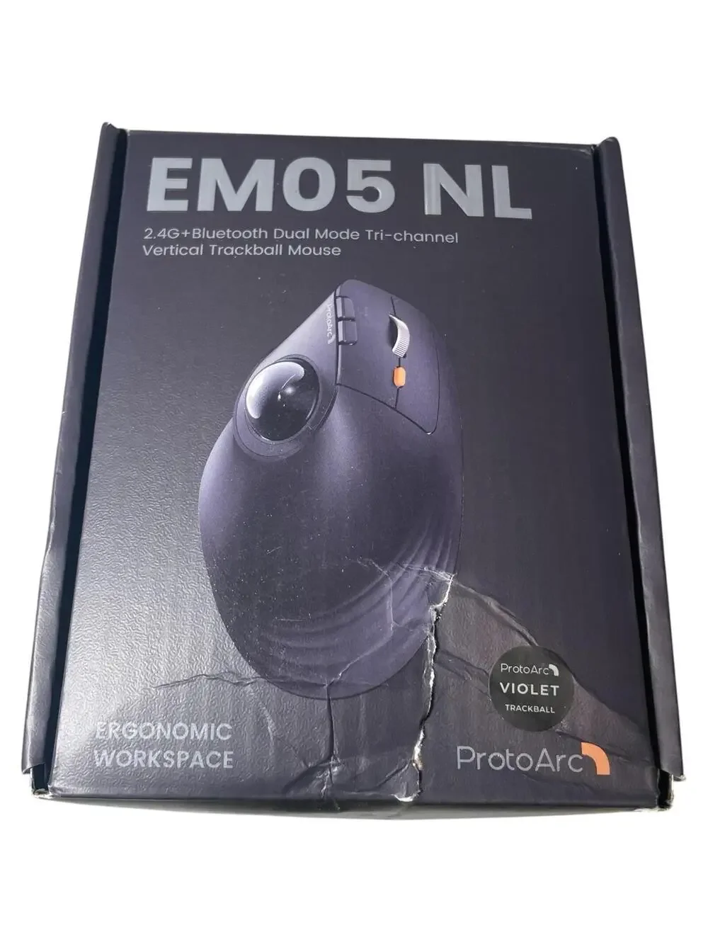 ProtoArc EM05NL Ergonomic Wireless Bluetooth Trackball Mouse Chargeable OPEN BOX