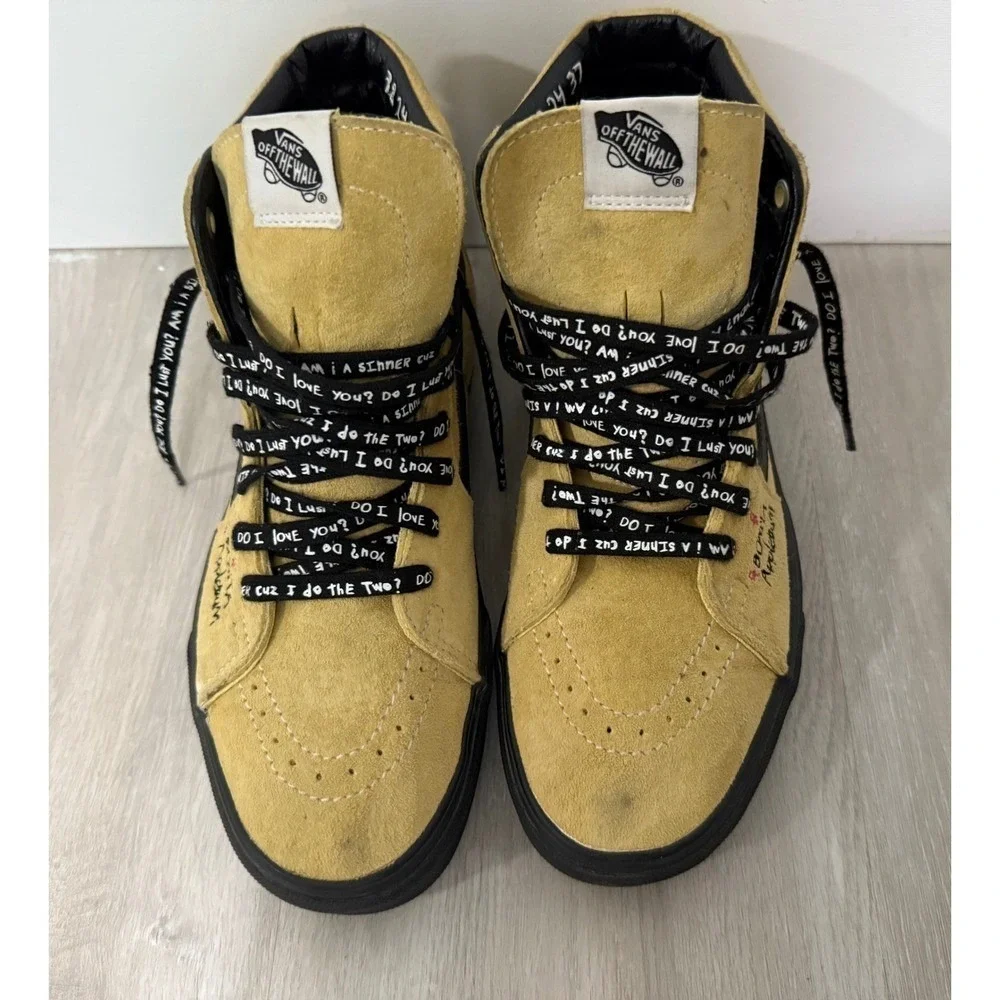 Vans Sk8 Hi Yellow Suede Mens Shoes Custom Artwork Bonita Applebum Size 8
