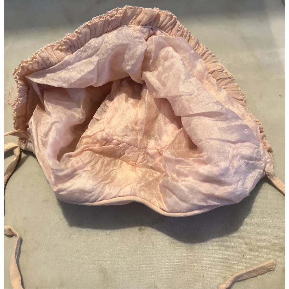 Ivory Ruffle & Satin w/Ribbon, Lined, Baby Bonnet Hat Antique or Vintage
