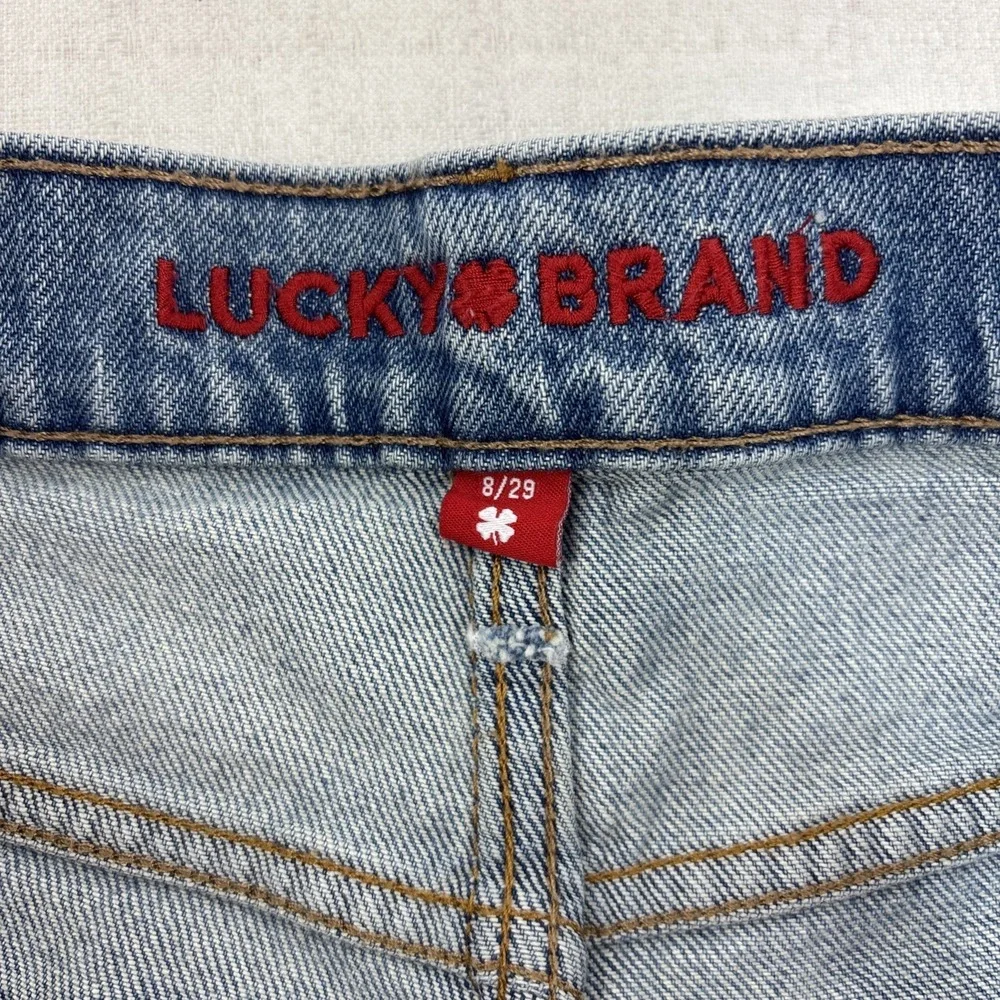 Lucky Brand Womens Midrise Boy Short Cutoff Embroidered Denim‎ Size 8 Cutoff