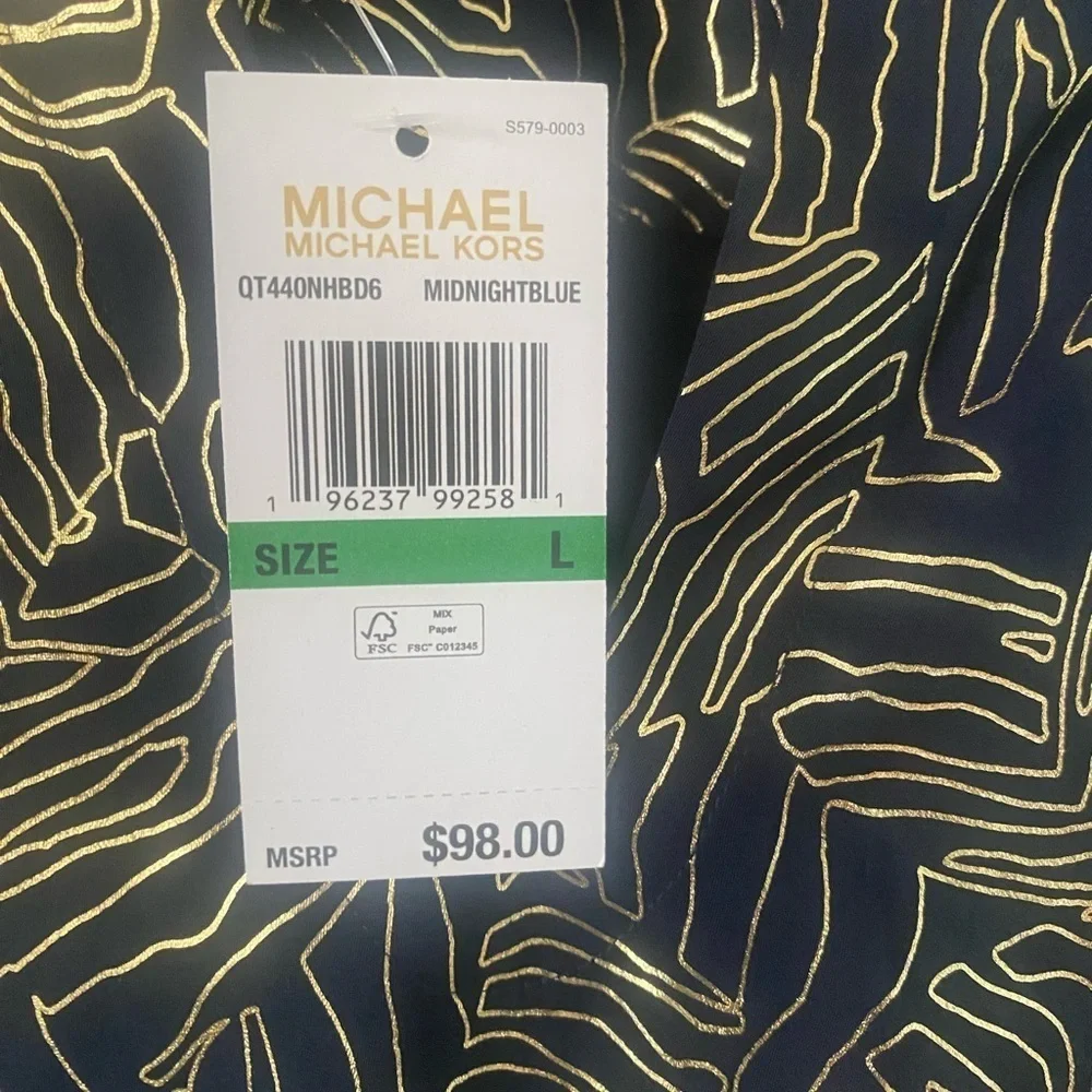 Michael Kors gold and navy blouse size-L