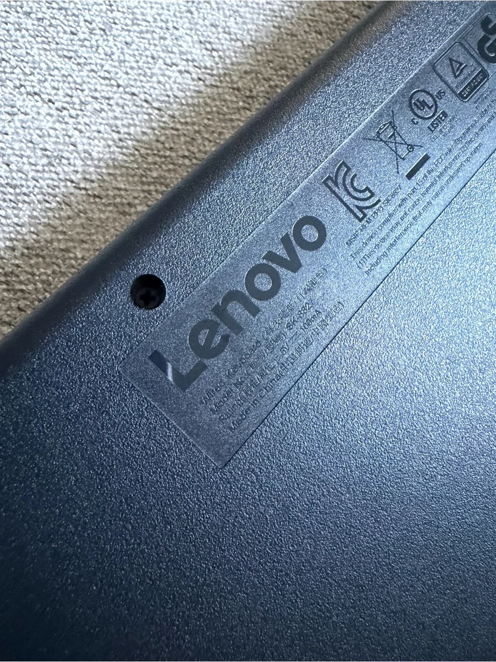Lenovo Black USB Wired Keyboard (Underside View)