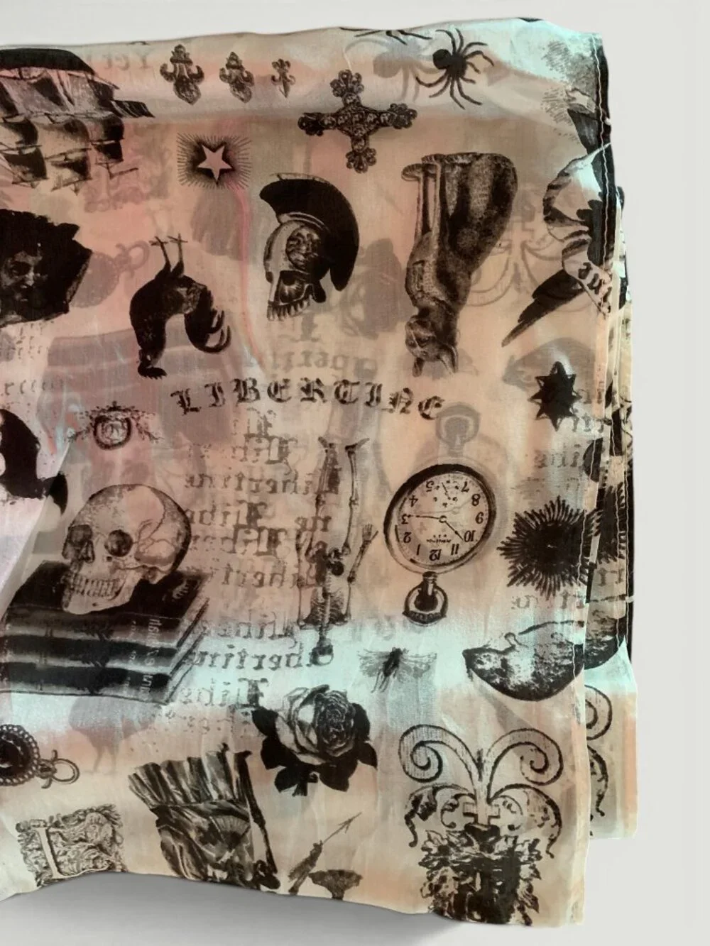 Whimsical scull silk scarf