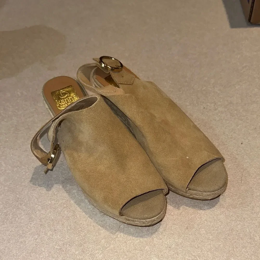 KANNA Tan Suede Slingback Espadrille Wedge