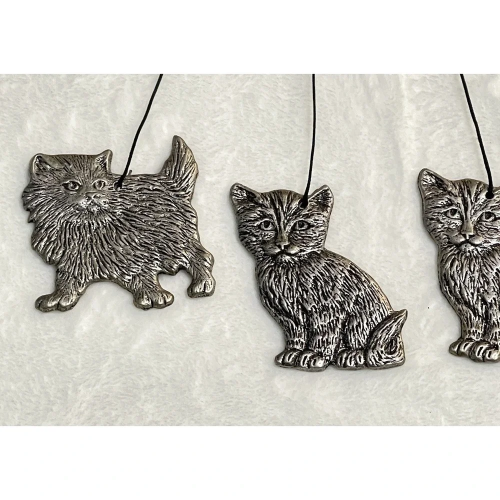 Cats Vintage 1994 Carson Pewter Metal Wind Chime kittens basket
