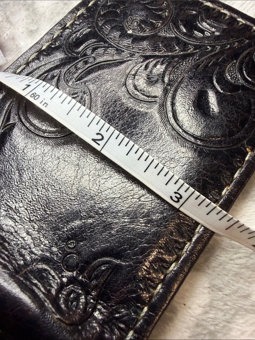 Classic Embossed Leather Bifold Wallet - Black