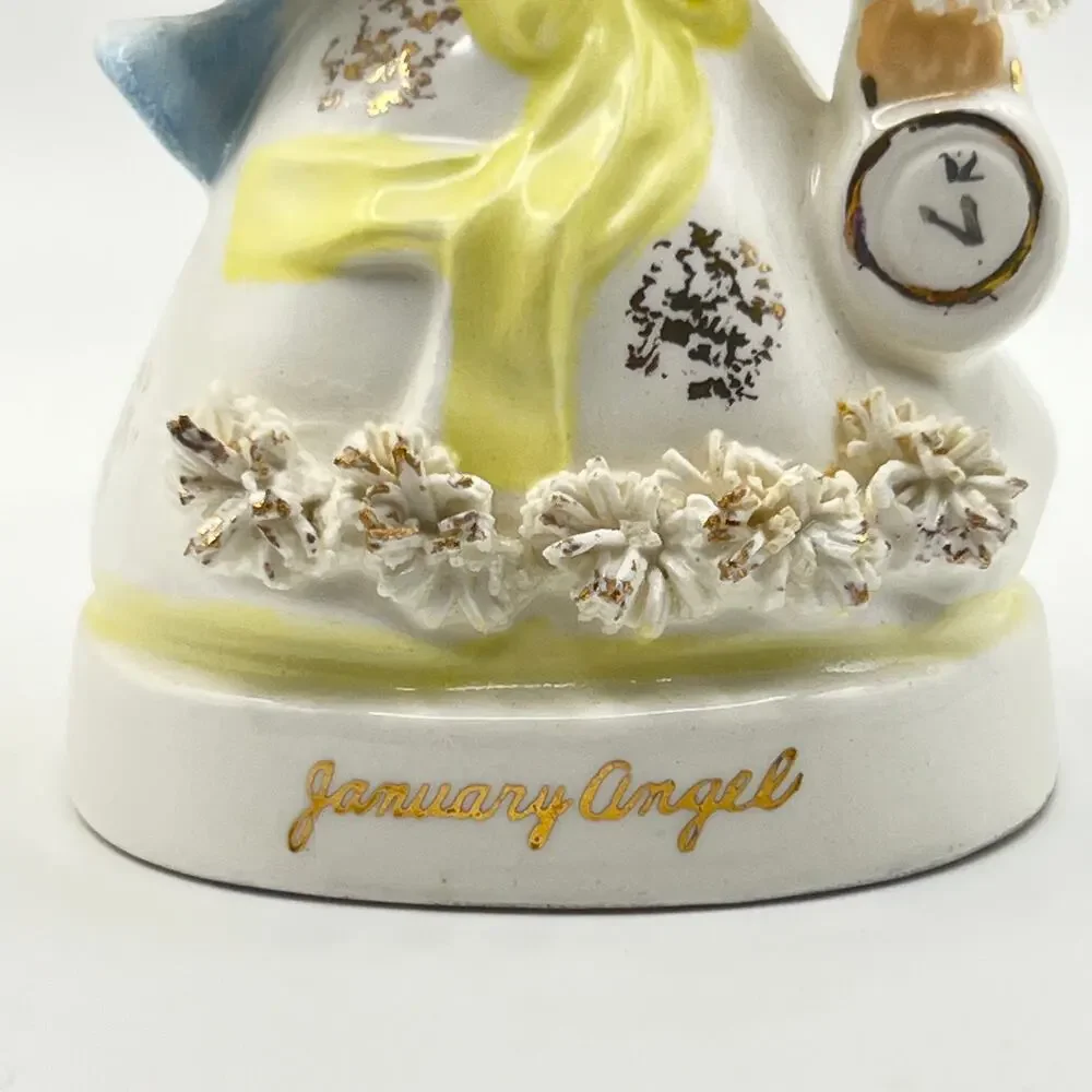 Vintage Napco Japan January Birthday Angel Time Figurine Girl New Years A1361