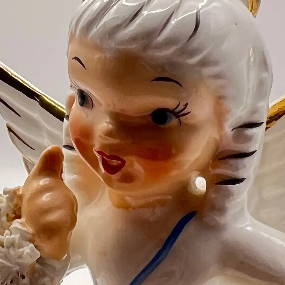 Vintage Napco Japan January Birthday Angel Time Figurine Girl New Years A1361