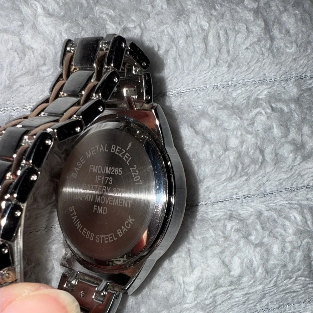 Geneva Silver and Rose Gold Women's Watch