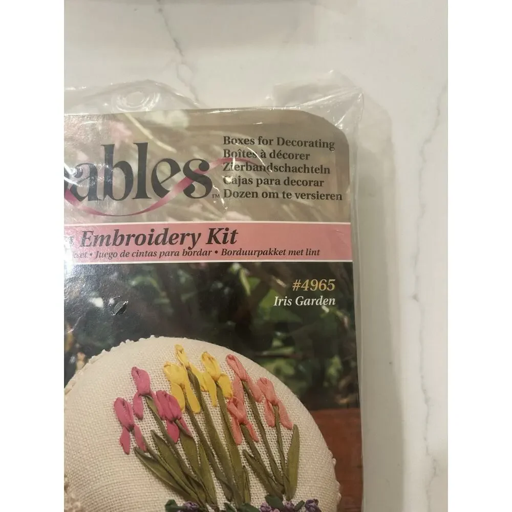 Vtg The‎ Beadery Adorables Iris Garden Silk Ribbon Embroidery Ring Box #4965 NEW