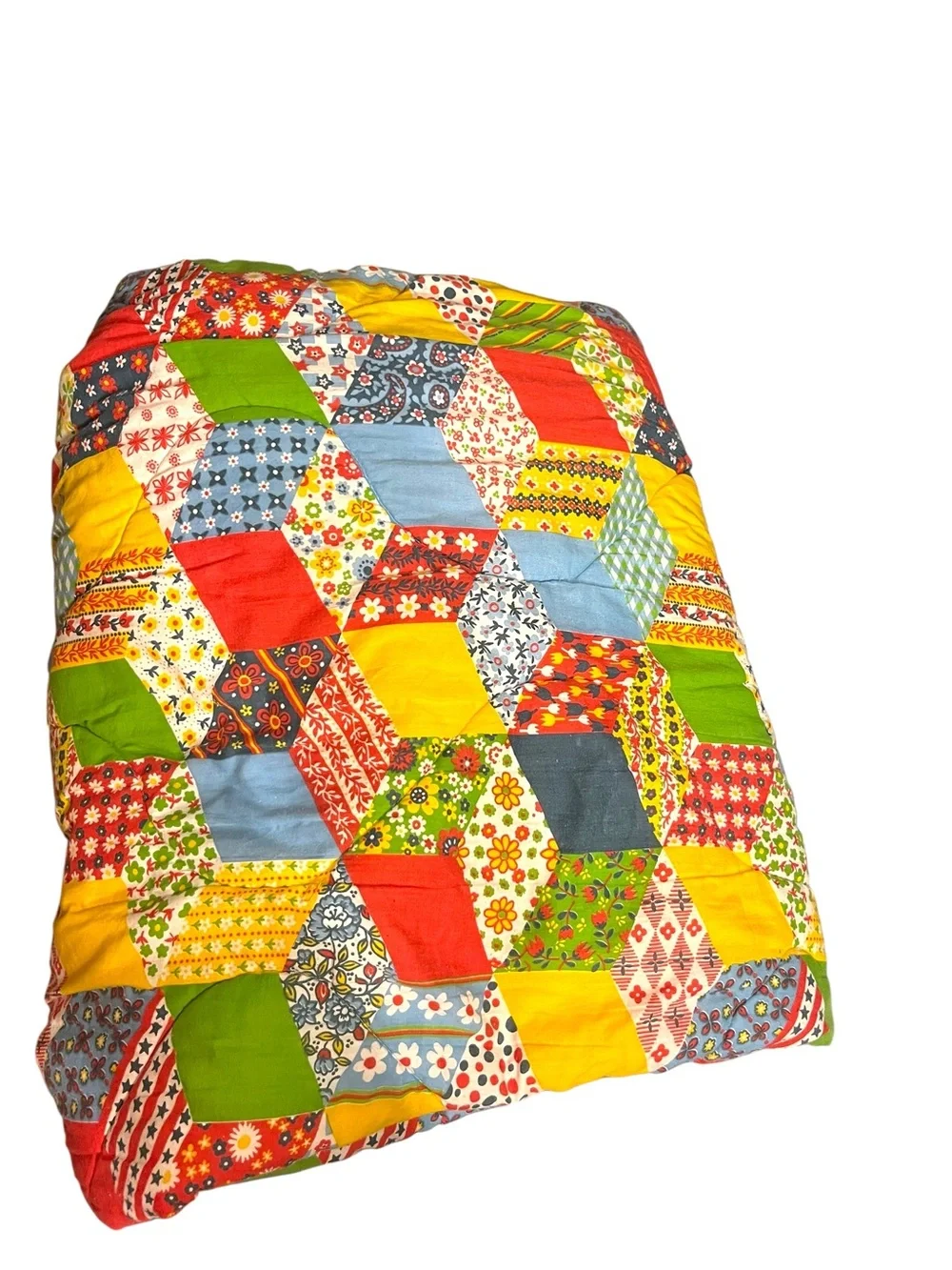 Vintage 1970s Snug Sack Sleeping Bag Quilted Blanket Patchwork Trippy