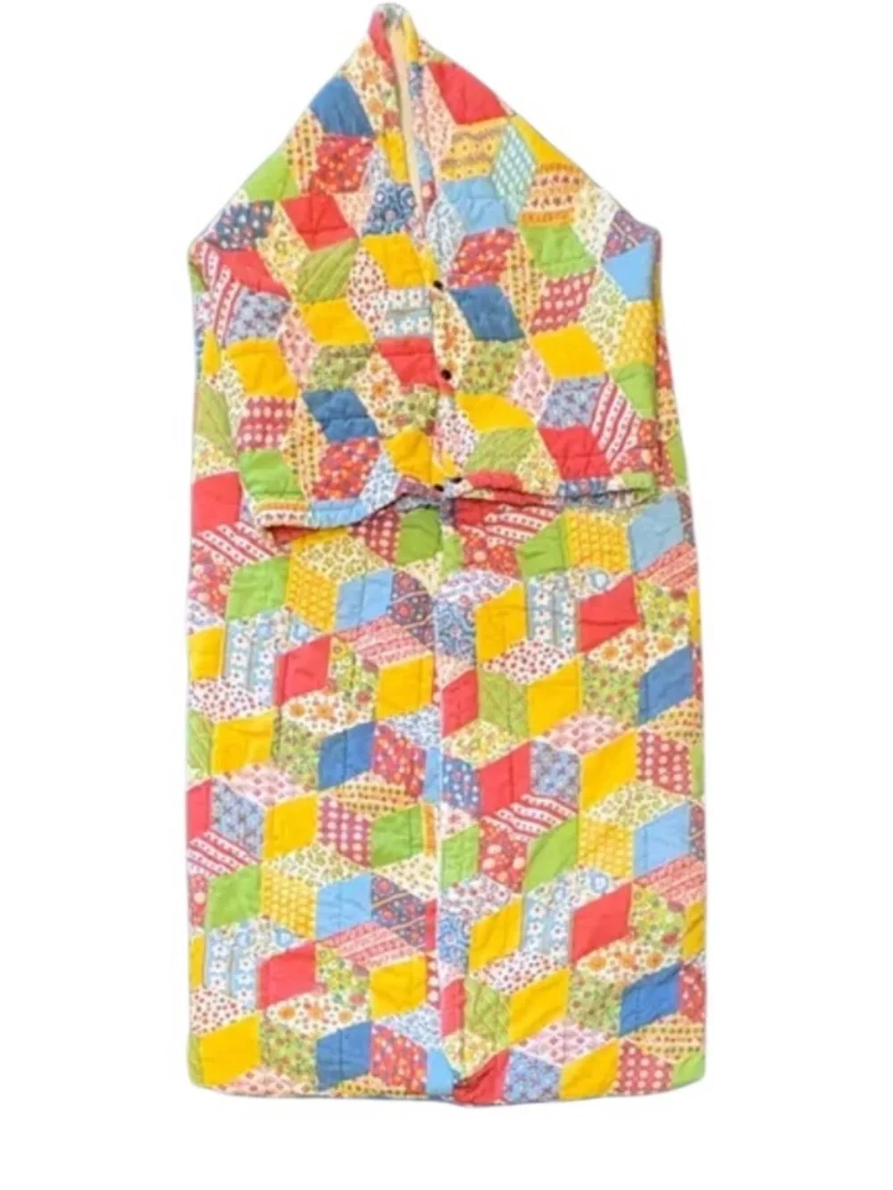 Vintage 1970s Snug Sack Sleeping Bag Quilted Blanket Patchwork Trippy