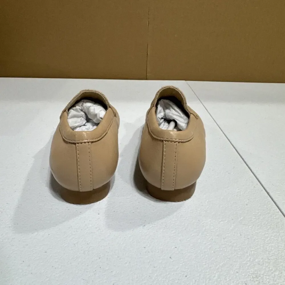 Onyx Girls Quilted Faux Leather Loafer Tan Flat Slip On Shoes Size US 12 / EU 30