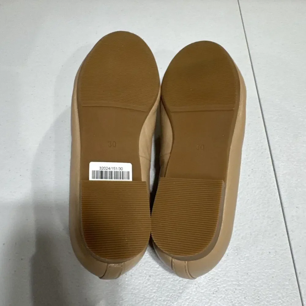 Onyx Girls Quilted Faux Leather Loafer Tan Flat Slip On Shoes Size US 12 / EU 30