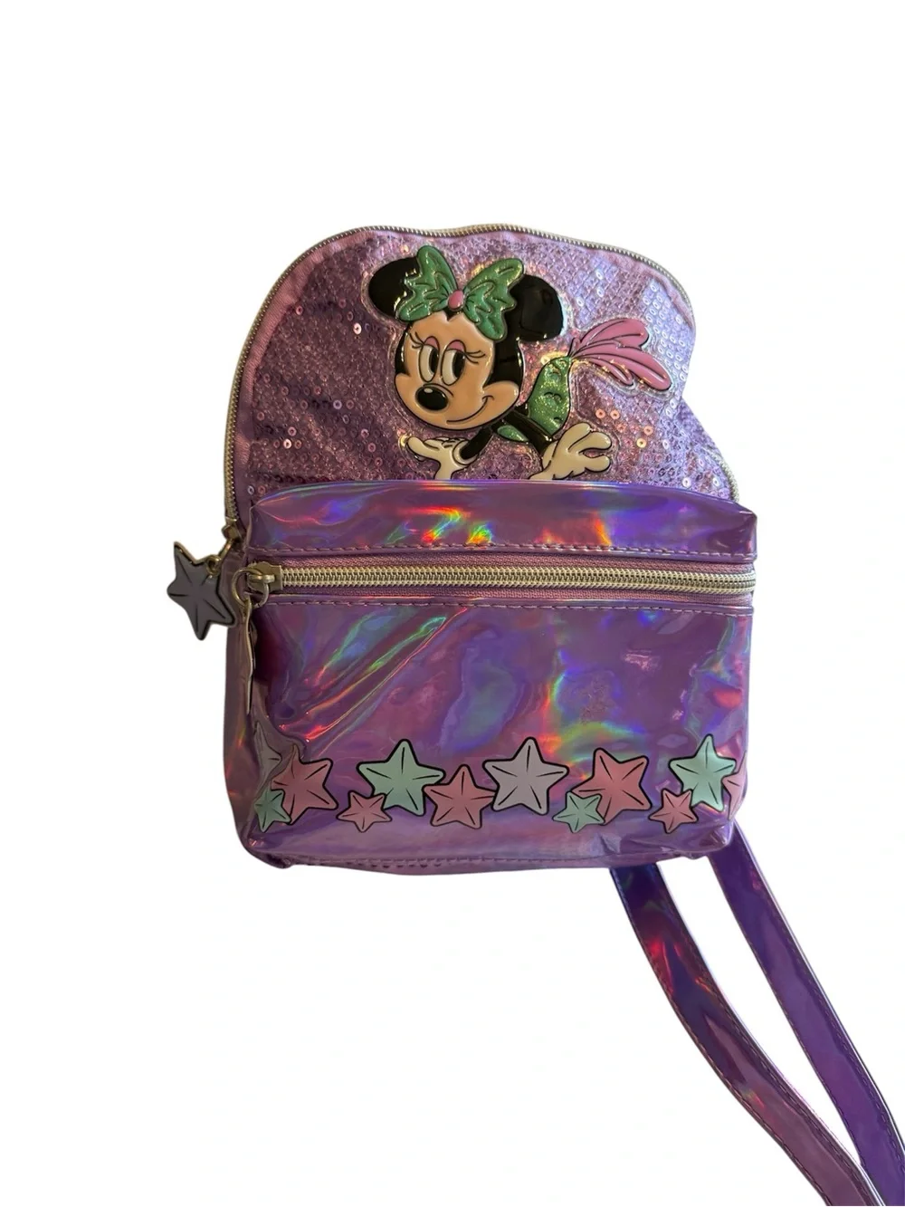 Disney Minnie Mouse Holographic Purple Iridescent Mini Backpack Kids