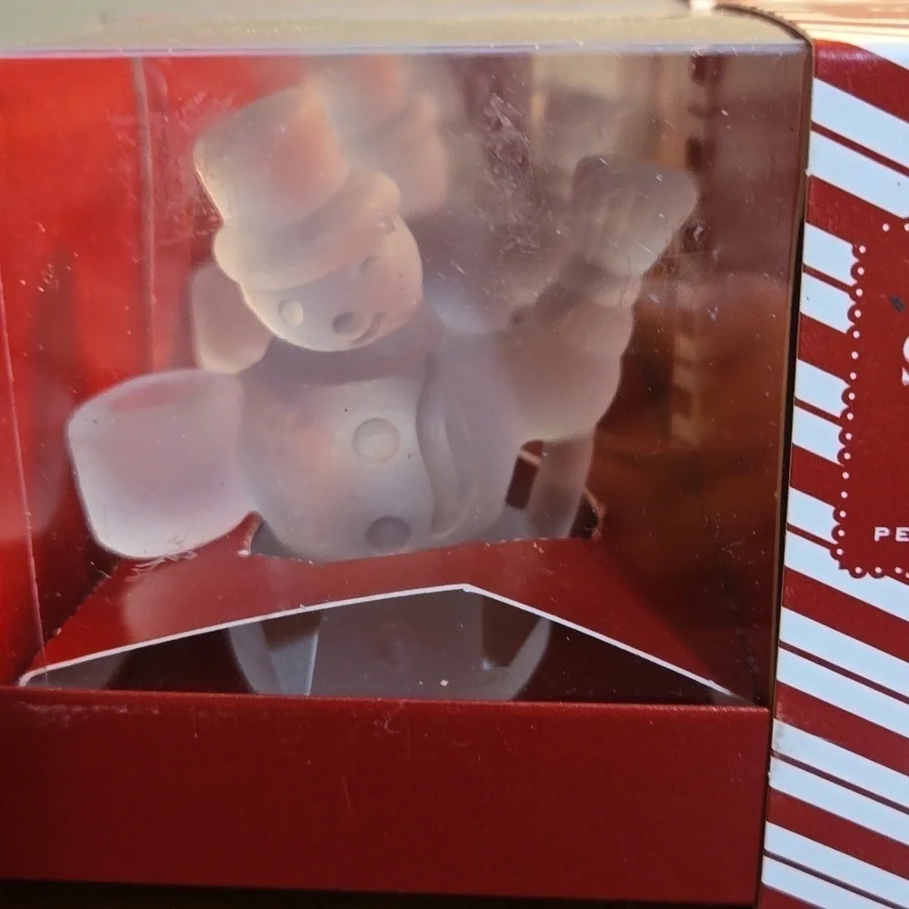 Williams-Sonoma Frosted Snowman Taper Candleholders 3 boxes New in Box