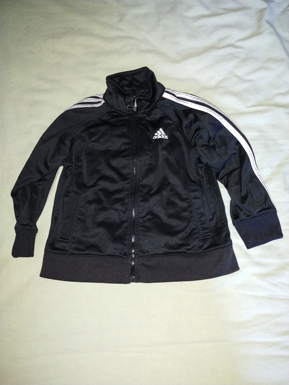adidas Black Jacket with White Shoulder Stripes