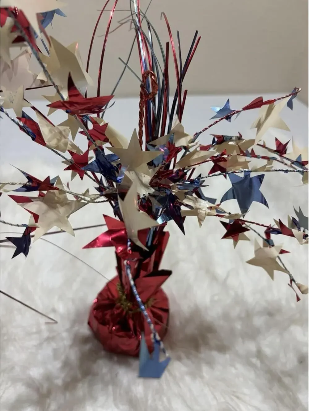 2 Ballon Weights, 4th of July Red, Silver & Blue Star Table Decor