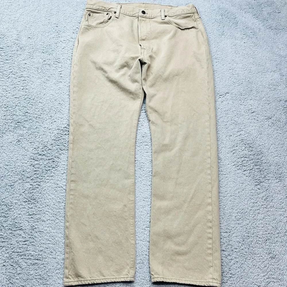 Levi's 501 Button Fly Jeans Mens 38x31 Beige Straight Leg‎ Classic Normcore