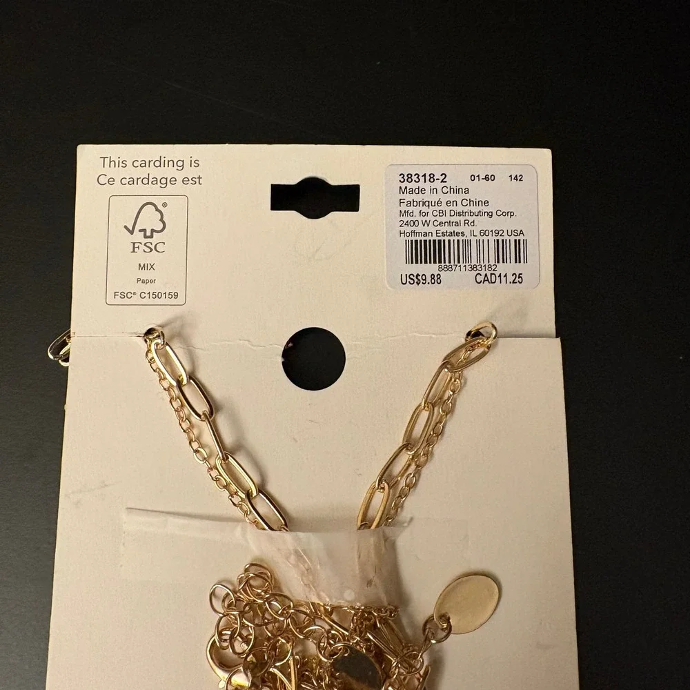 NWT Claires Gold Cancer Zodiac‎ Layered Set of 2 Necklaces July June Gift