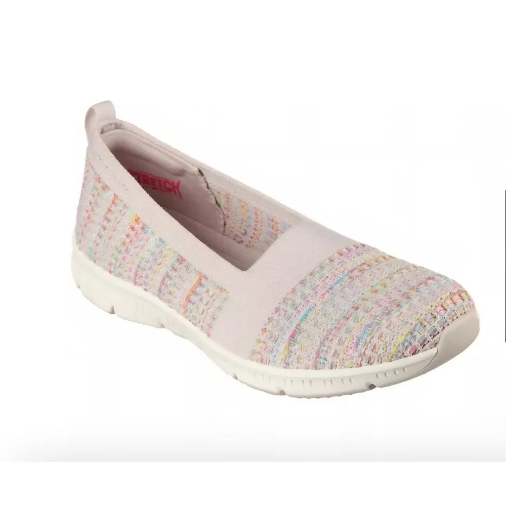 Skechers Active Be Cool 9.5 Slip On Walking Shoes Pink Multi Confetti Woven  NEW