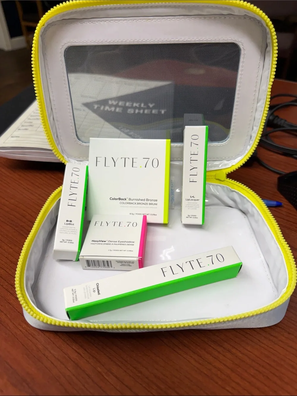 Women's Makeup Set in White with Green Accents