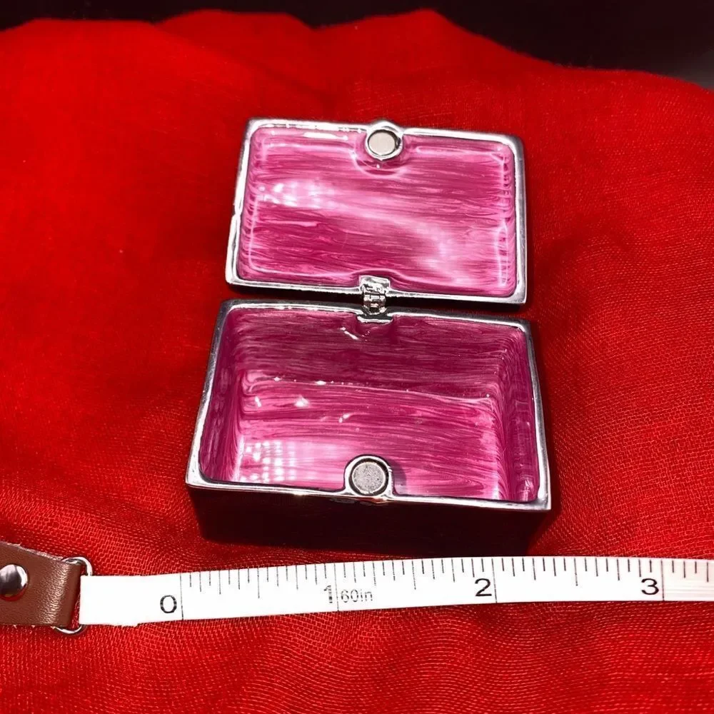 Small 2 inch porcelain unmarked trinket box with flip lid and magnet latch