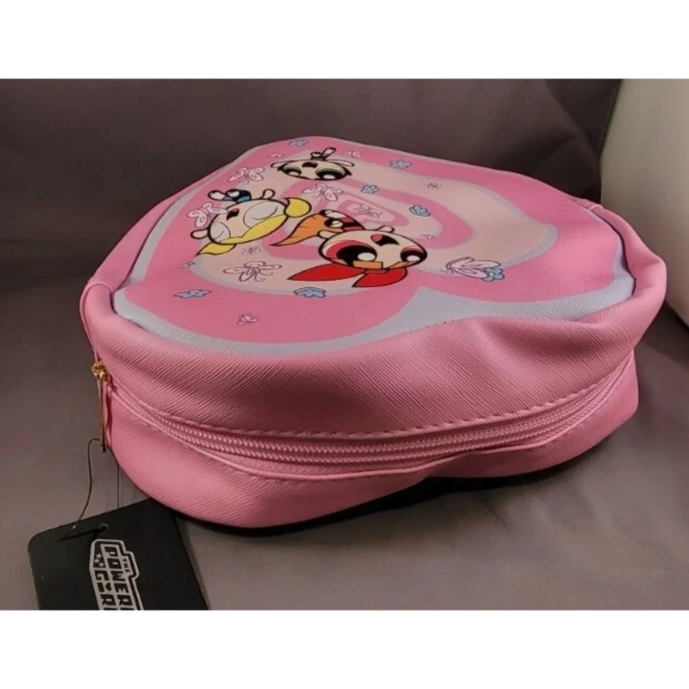 Powerpuff Girls Heart Shape Zipper‎ Bag Blossom Bubbles Buttercup Lunch Makeup