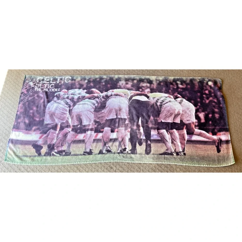 The Celtic Football Club 'The Huddle' Rugby Beach Towel 100% Cotton 26 x57 Scrum